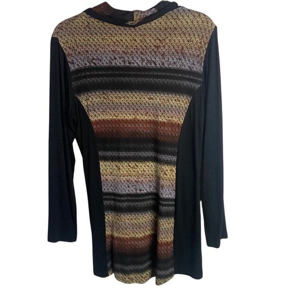 Parsley & Sage Tunic Top Size Small Cowl Neck Striped Rayon Stretch Long Sleeve - Picture 2 of 6